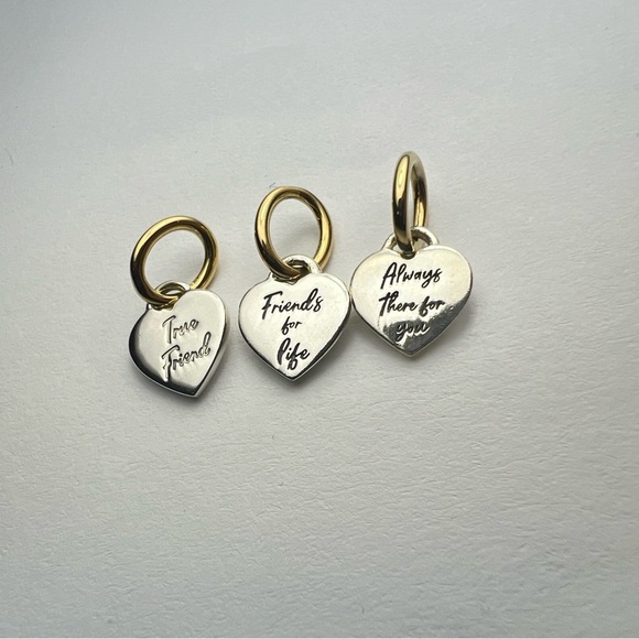 New Pandora Two-tone Splittable Friendship Triple Dangle Charm 925 sterling - Picture 3 of 7